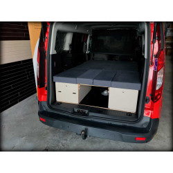 Rental Module/Equipment for car with kitchen, table, bed and drawers