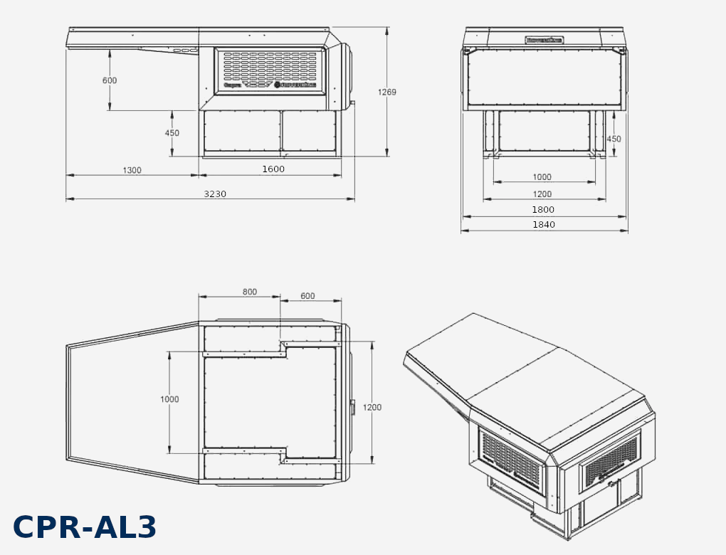 dimensioni cellula abitativa per pick up Capra Camper CPR-AL3