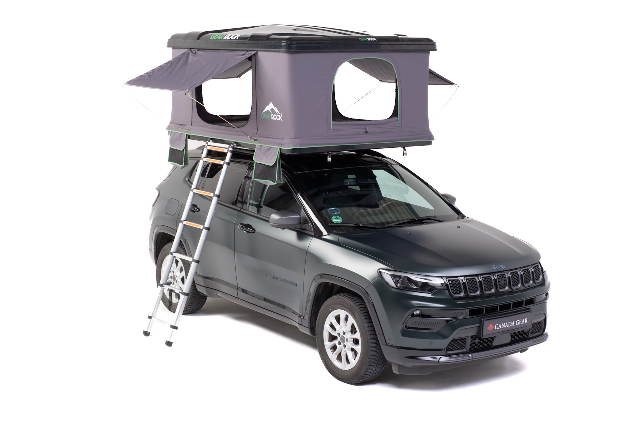 Tenda da tetto Gear Rock Kootenay aperta su Jeep Compass
